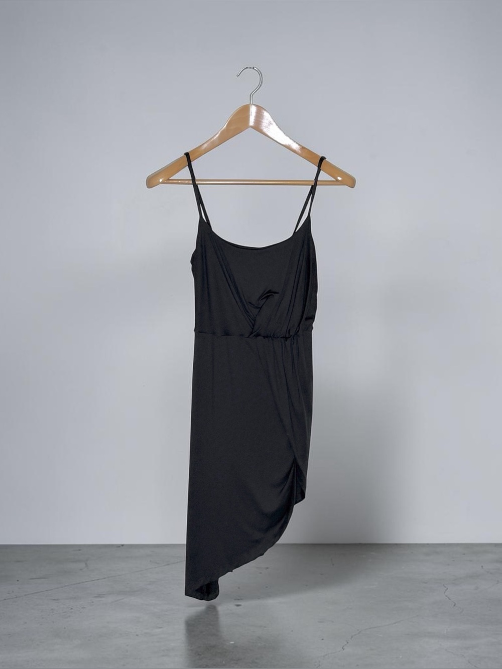 Party Dress, Susana Monaco Asymmetrical Jersey Spaghetti Strap, Black Size Med